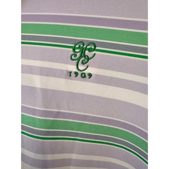 Peter Millar Summer Comfort Purple Green Stripe Golf Cooling Polo Size XL - Picture 4 of 5